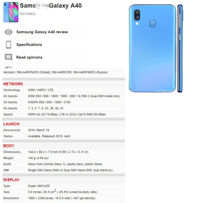 Внешний объектив 2 в 1 для Samsung Galaxy A40 переднее стекло сенсорная панель ЖК-дисплей с