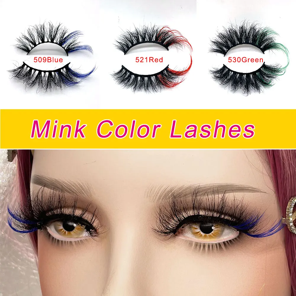 

Colored Eyelash 3D Mink 8-25mm Color Lashes Natural Fluffy False Lashes Bulk Colorful Fake Eyelashes for Dramatic Makeup Cosplay