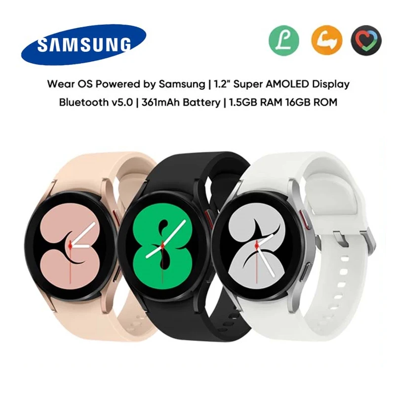 

Original Samsung Galaxy Watch 4 Bluetooth SM-R860 40mm NFC AMOLED Display Blood Pressure Measurement R870 44mm Smartwatch GT3