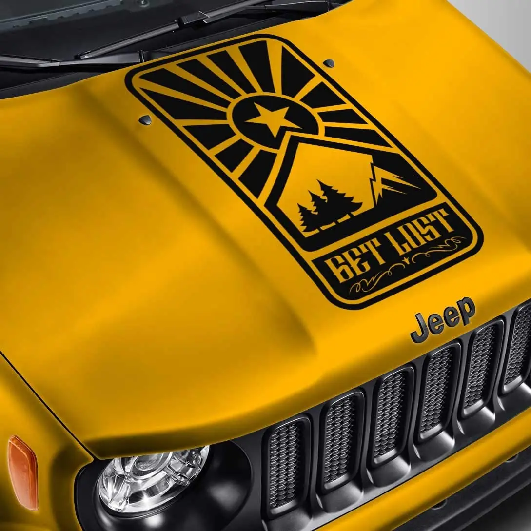

SkunkMonkey-наклейка на капюшон, совместимая с Jeep Renegade-значок со звездой, светонепроницаемая наклейка на капюшон-матовый черный