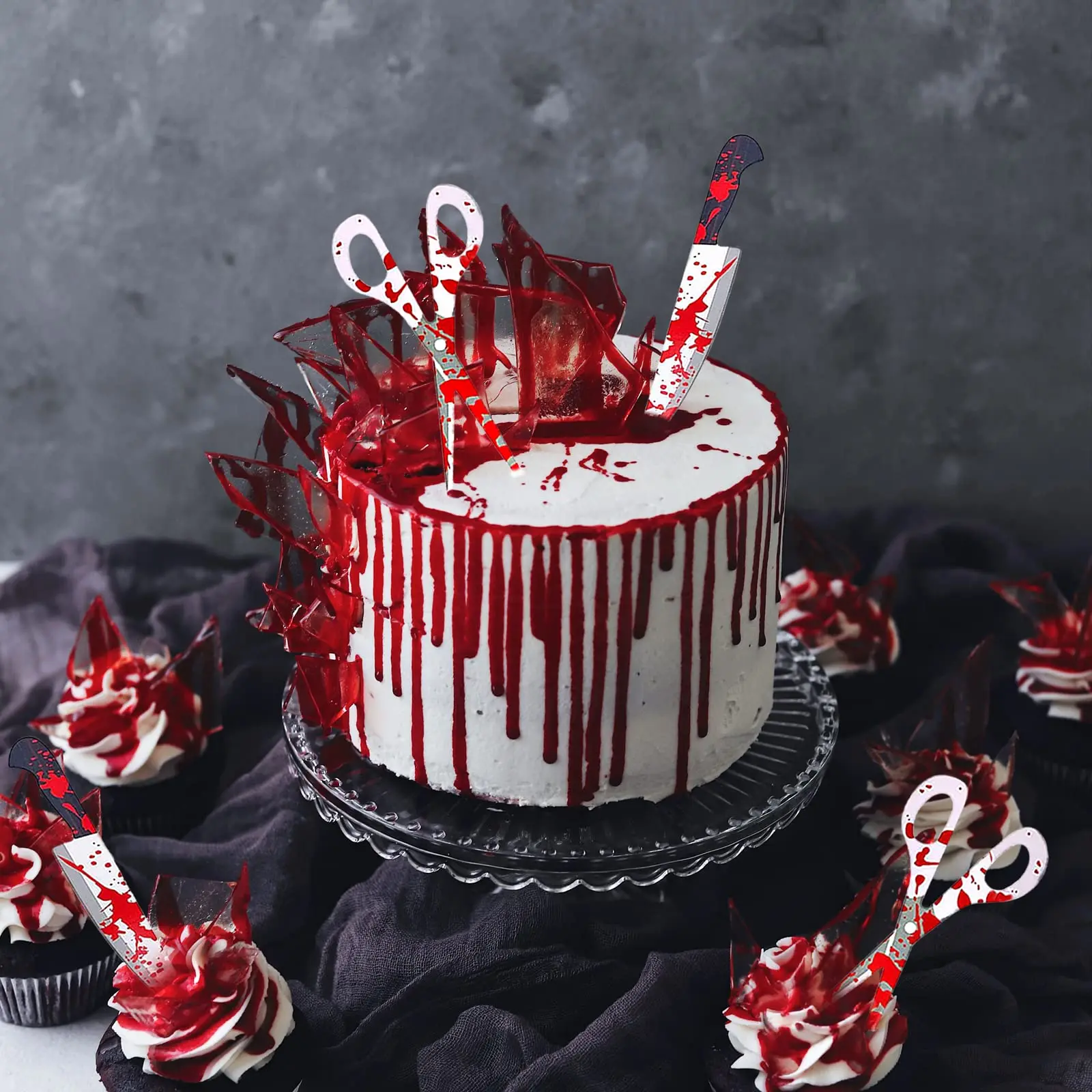 Топперы для кексов на Хэллоуин обертки украшения торта ужасов кровавый нож
