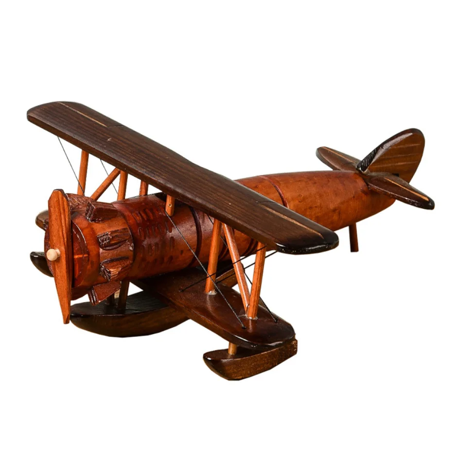 

3D Wooden Handmade Airplane Scale Model Ornaments Children's Desk Retro Aircraft Decoration Toy Gift Collection