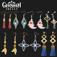 genshin impact tartaglia earrings venti kaeya alberich hu tao qiqi keqing cosplay prop pendant drop earrings for women earclip