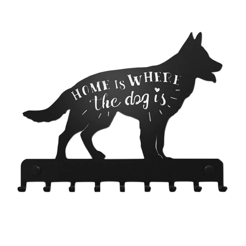 

Hot-Wall Mounted Dog Coat Racks,Black Metal Wall-Mounted Vintage Key Hook Key Hanger Decoration With 7 Hooks