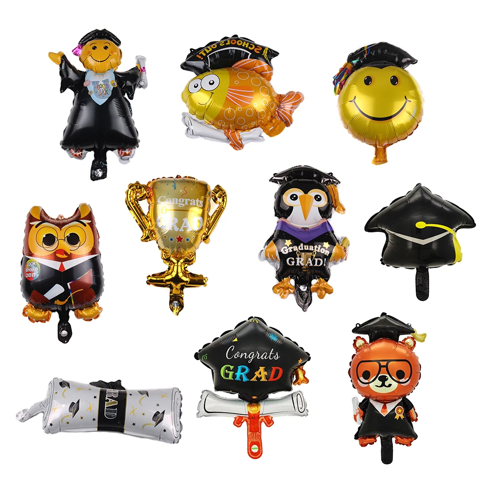 

10pcs Mini Good Luck Graduate Foil Balloons Graduation Ceremony Party Decorations Baby Shower Girl Boy Graduation Party Supplies