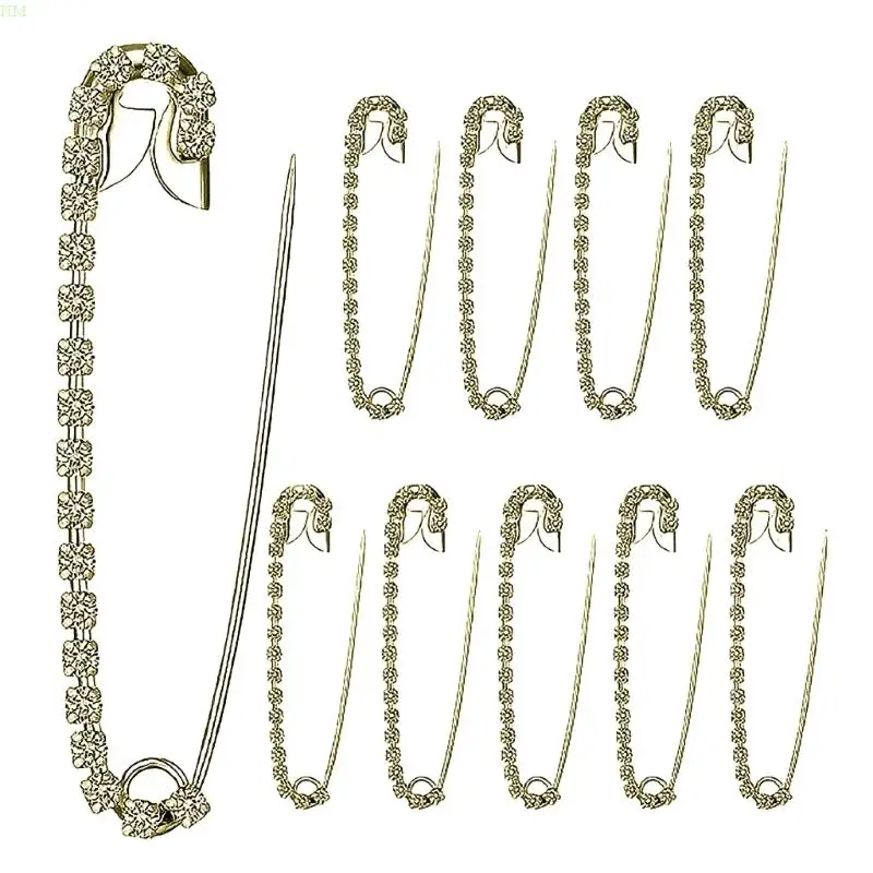 Набор из 10 блестящих булавок со стразами декоративная застежка для женской