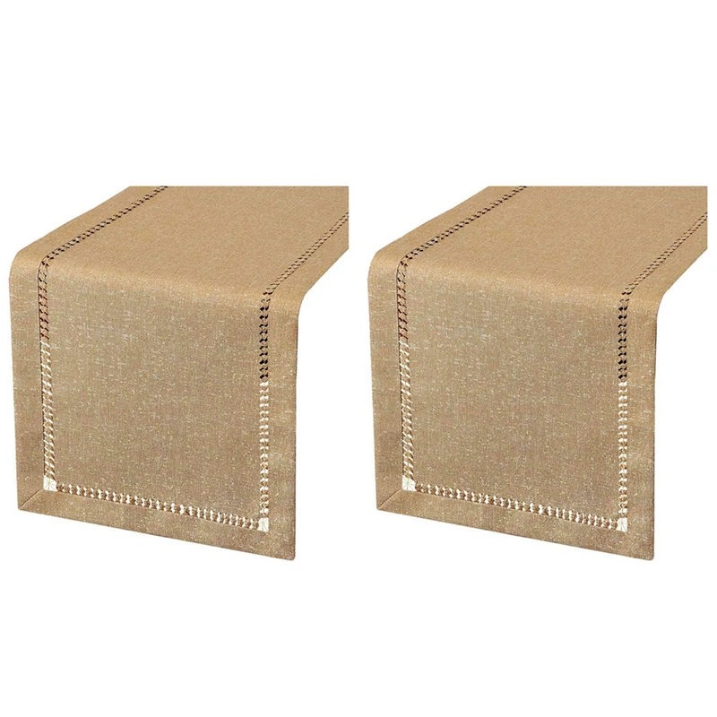 

2X сшитая вручную скатерть для обеденного стола комод шарфы, серебряная нить переплетение (темно-бежевый, 12X72 скатерть s)