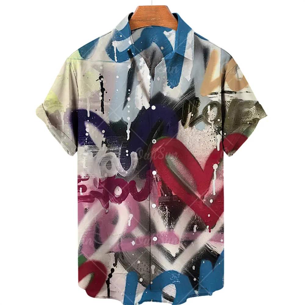 

Гавайская рубашка мужская с коротким рукавом, модная быстросохнущая Повседневная пляжная сорочка с цветочным принтом, топ с лацканами, лет...