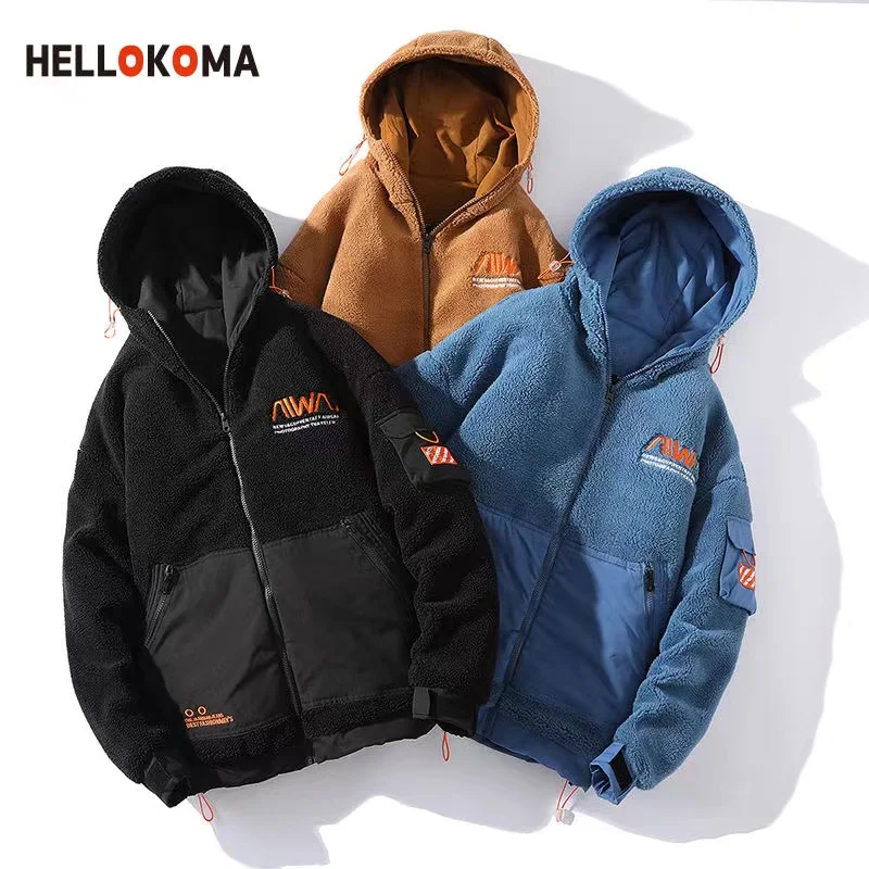2022 Men Fleece Thickene Winter Lamb Cashmere Cotton Padded Clothes Warm Stand Collar Fleece Students Fashion Padded Clothes