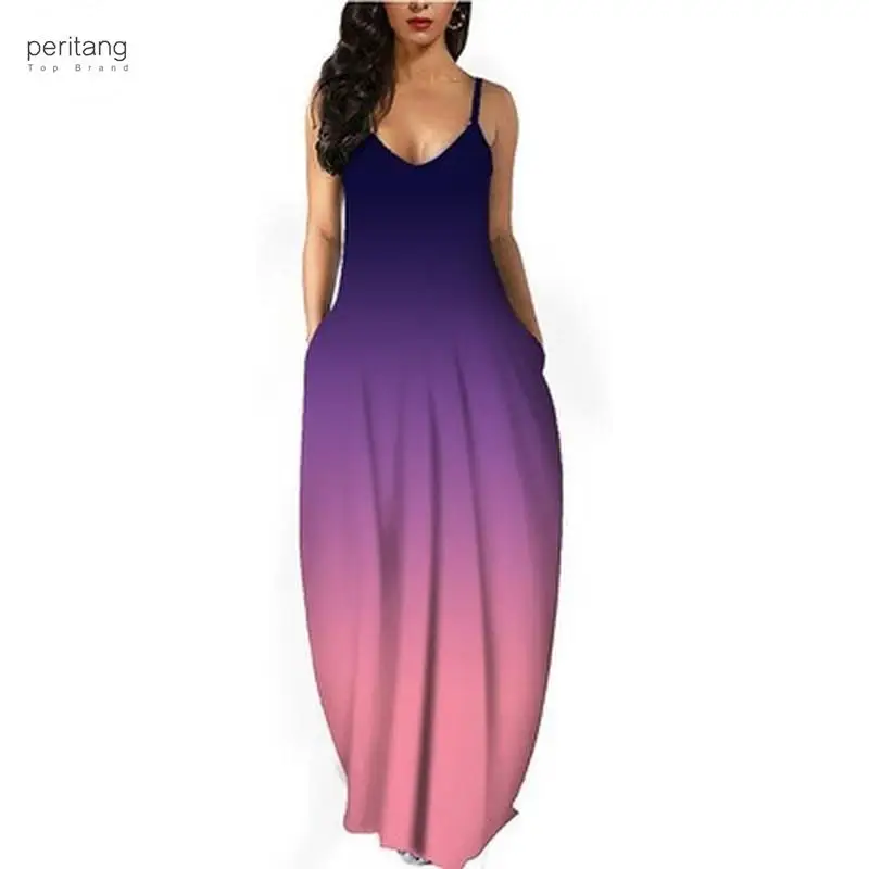 

Styles Bohemian Dress Summer Sundress Women Sleeveless Spaghetti Strap Ruffle Swings Long Dress Holiday Vestido Female