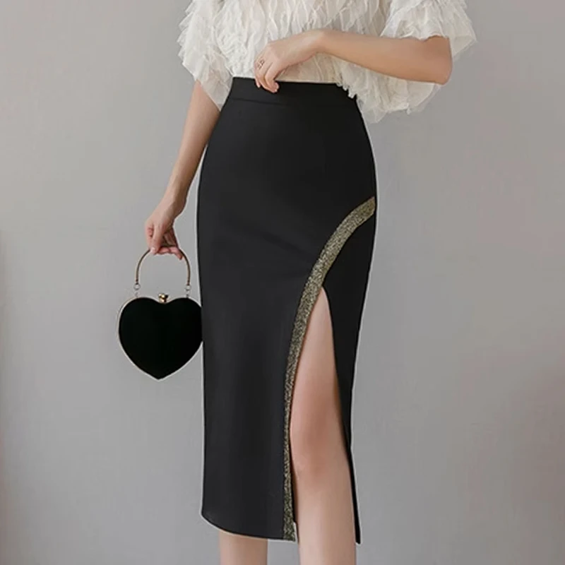 Летняя и осенняя Женская пикантная облегающая элегантная юбка средней длины с