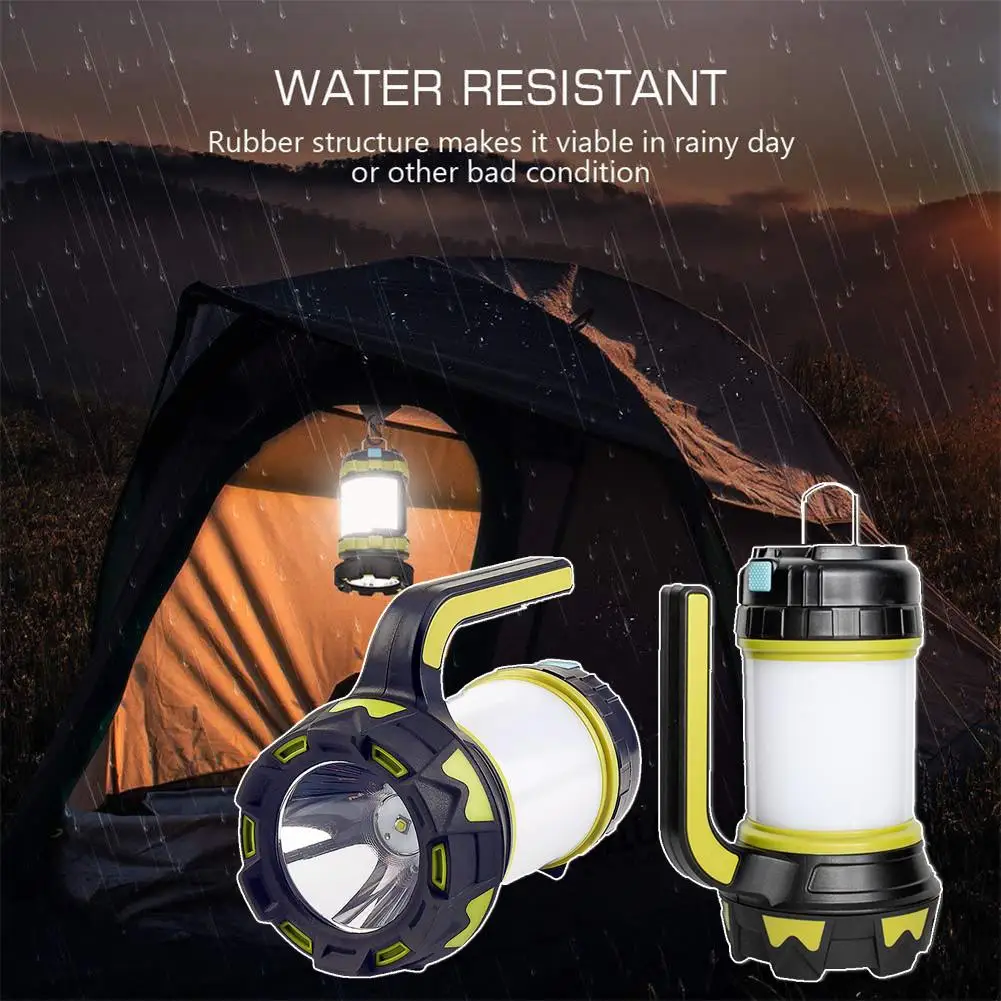 

NEW 2 In 1 Camping LED Light Rechargeable Outdoor Tent Light Stand Handheld Flashlight Working Light Waterproof Searchlight