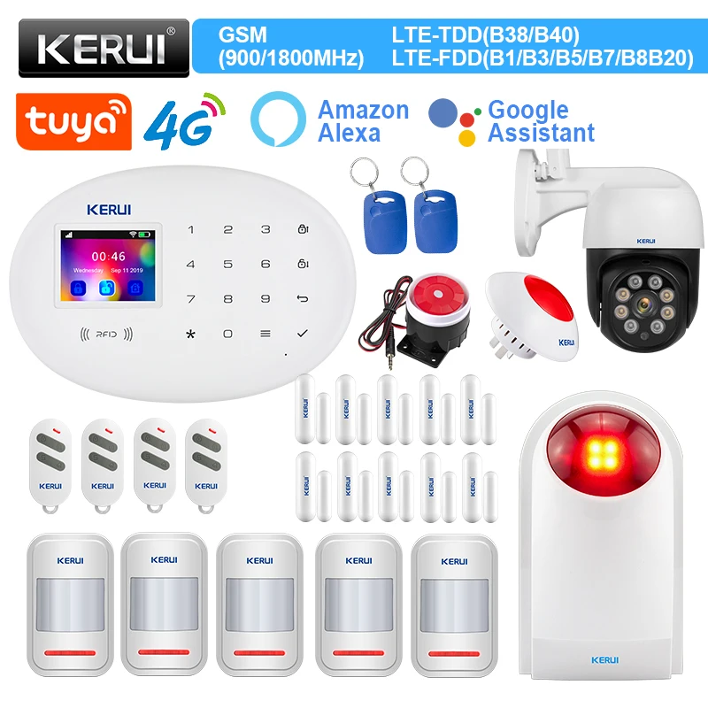 KERUI W204 Сигнализация 4G WIFI GSM Tuya умная Беспроводная сигнализация Поддержка Alexa