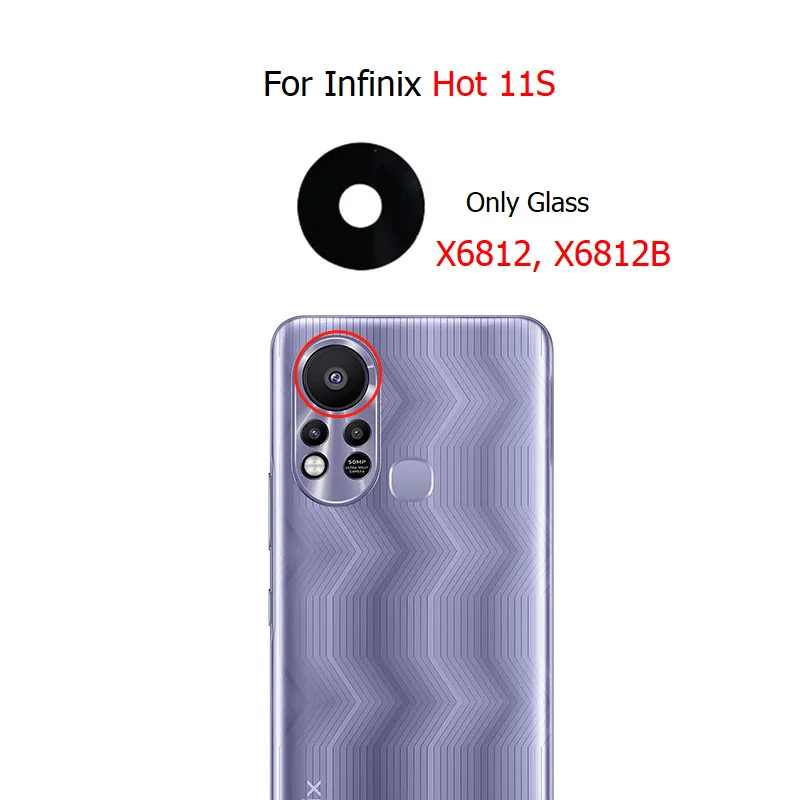 

Original Back Camera Glass For Infinix Hot 11S X6812 X6812B With Adhesive Sticker Camera Cover Replacement Parts