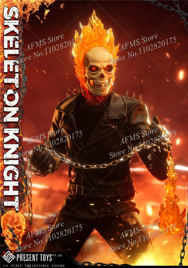 Фото Коллекционная фигурка-модель PRESENT TOYS PT-sp59 1/6: Мотоциклетный каскадер-воин Ghost Rider, полный комплект, 12 дюймов №3