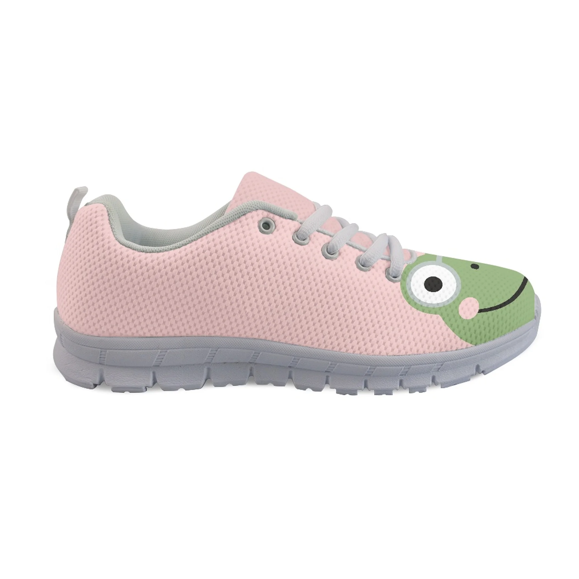 Yikeluo Cute Cartoon Pattern Print Lace up Flats Shoes for Women Ladies Breathable Mesh Sneakers Shoes Zapatos Mujer