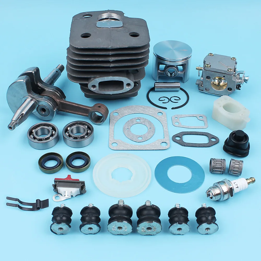 52mm Cylinder Piston Crankshaft Carburetor Kit For Husqvarna 268 272 272K 272XP Chainsaw AV Buffer Bearing Washer Gasket
