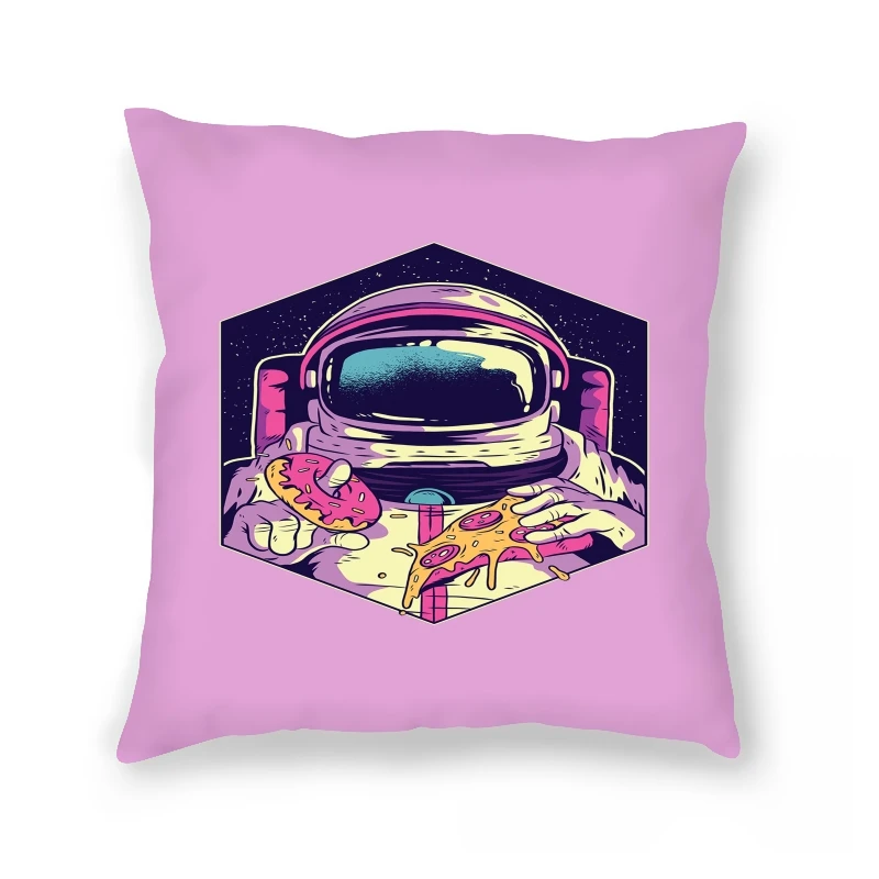 

Fashion Astro Foodie Pillow Case Spaceman Eatting Pizza Printed Graphic Cool Hipster