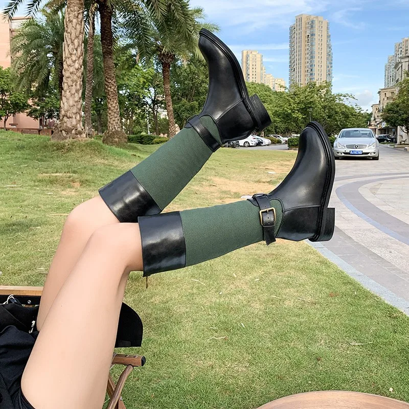 

Женская обувь, женские сапоги на молнии сзади, привлекательные сапоги до бедра на высоком каблуке, зимняя обувь с круглым носком, сабо на молнии для дам, 202