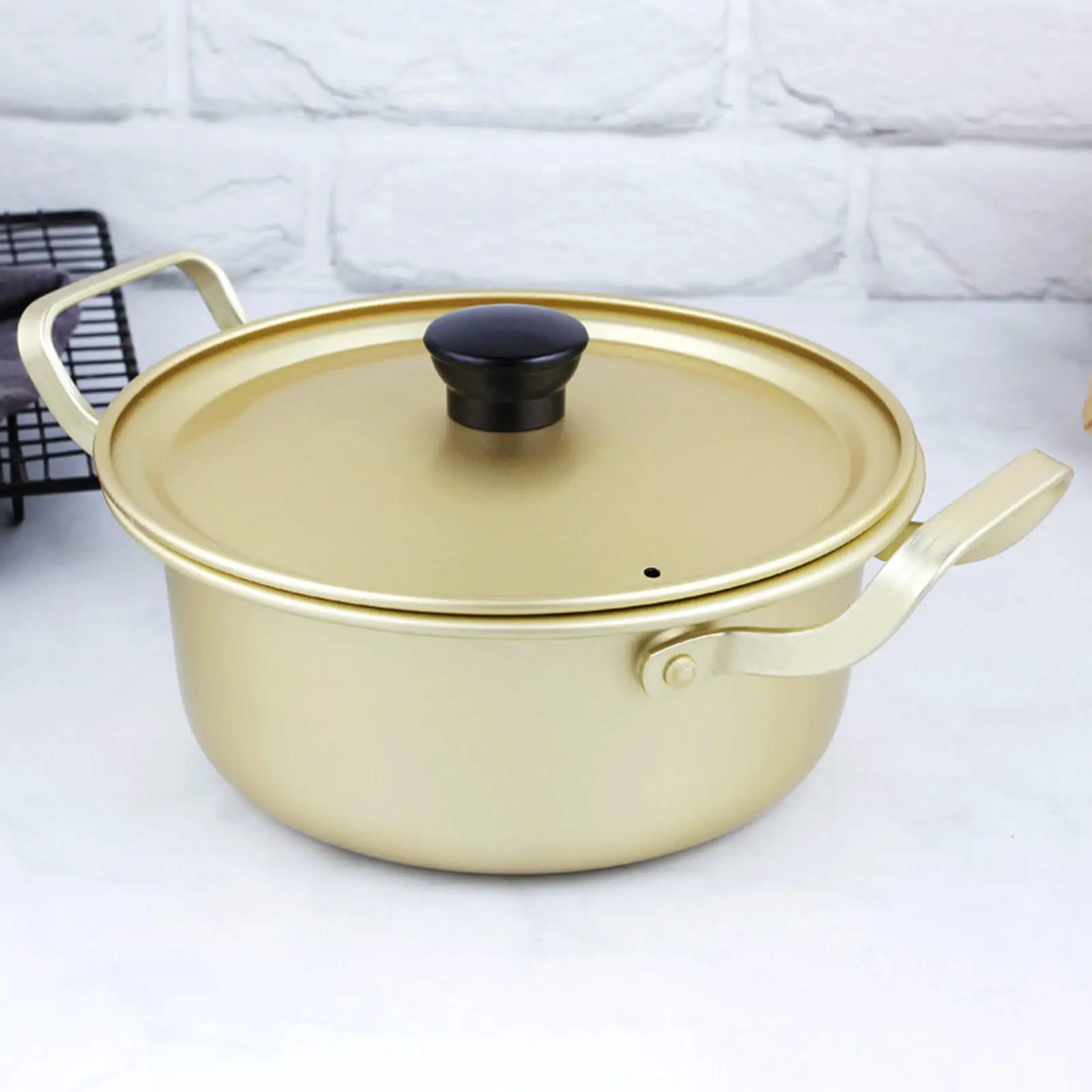 Корейская лапша быстрого приготовления Pot Stockpot с крышкой алюминиевая двойная