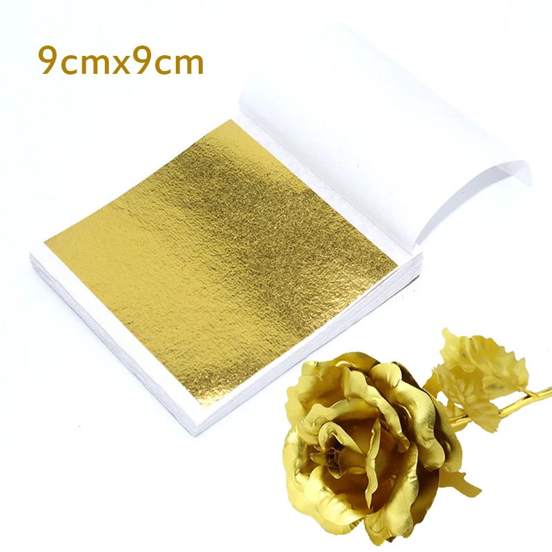 

100PCS Sheets Imitation Gold Silver Foil Paper Leaf Gilding DIY Art Craft Paper Birthday Party Wedding Cake Dessert Decorations