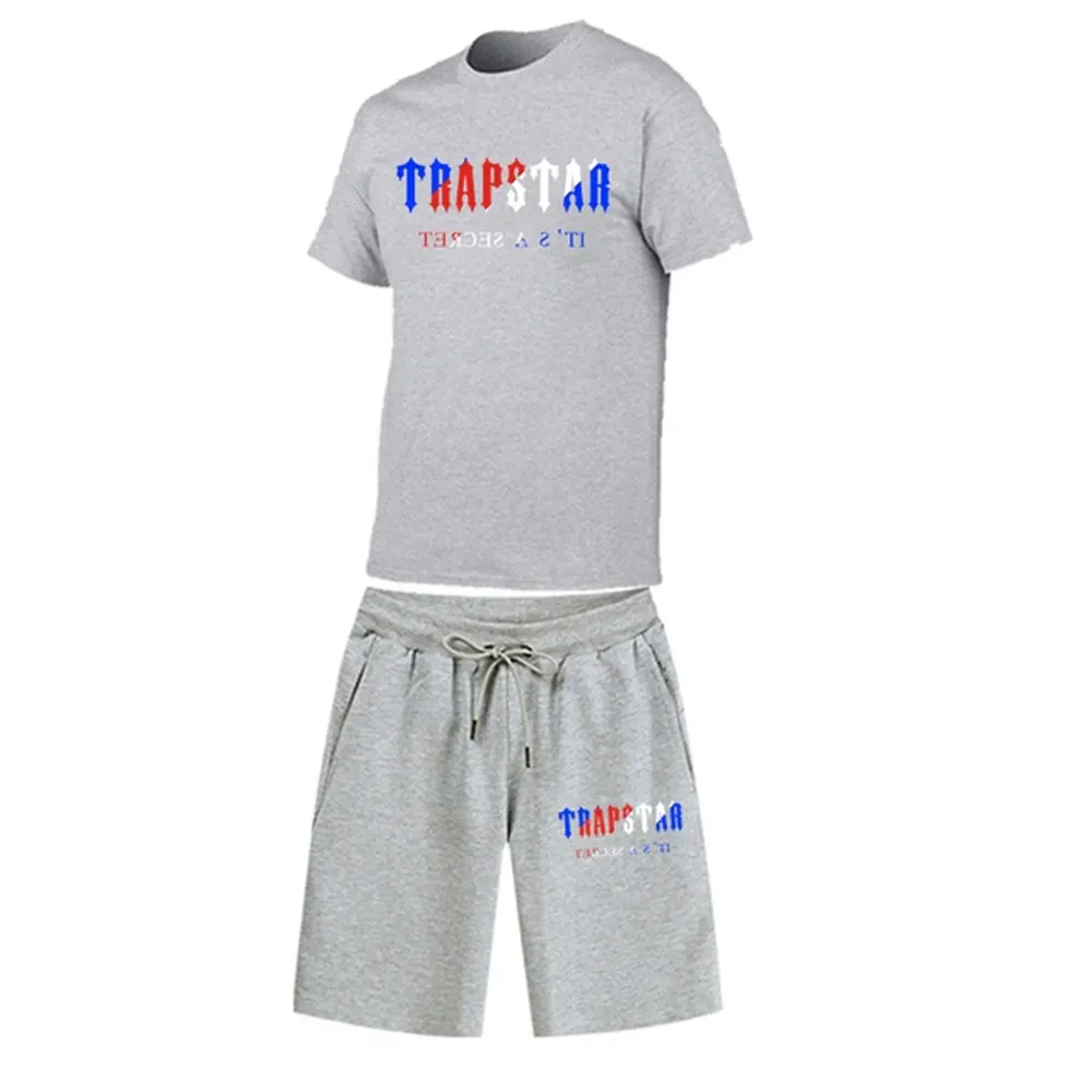 

Men's Sets TRAPSTARS Tracksuits Cotton Short Sleeve T-Shirts+Shorts Sweatpants Streetwear Jogging Homme 2 Pieces Set 2023 Summer