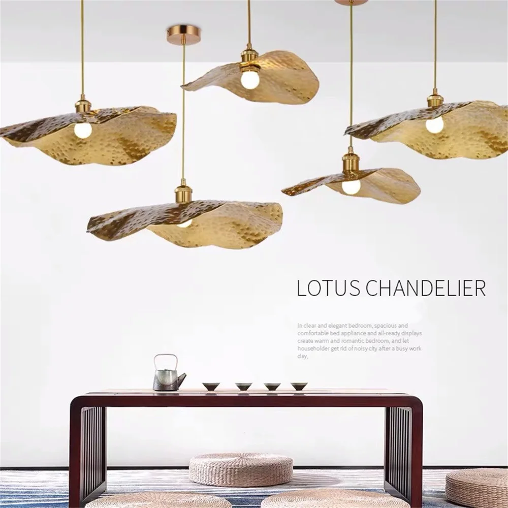 

Lotus Leaf Chandelier Creative Luxury Lamp Cafe Bedroom Living Room Simple Hotel Bar Counter Suspension Light