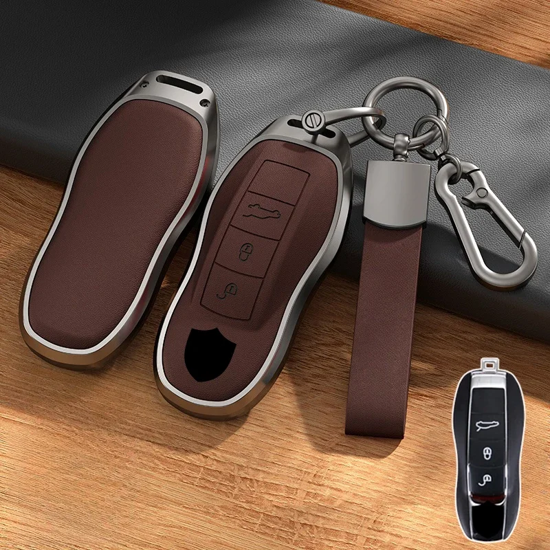 Кожаный Автомобильный смарт-брелок из алюминиевого сплава чехол для Porsche Cayenne