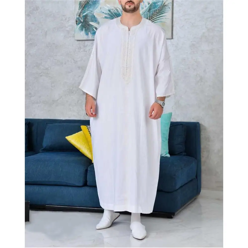 

2023 New Male Muslim Long-Seeve Robe Saudi Arabia Robe Men Middle East Juba Thobe Islamic Clothing