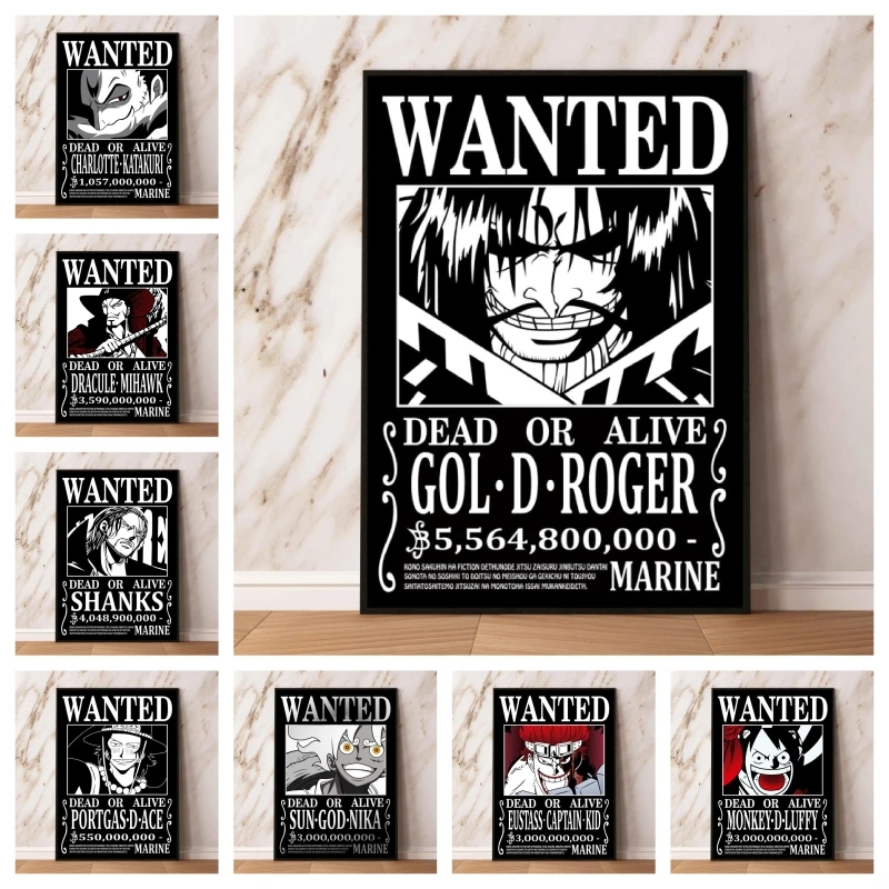 

Hot Anime Poster One Piece Bounty Wanted Shanks Wall Art Home Gifts Prints And Prints Children's Bedroom Decor Classic