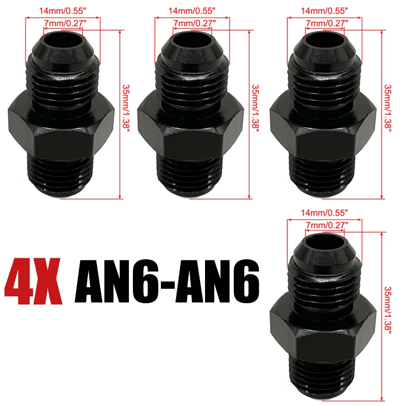 

4X AN4 AN6 AN8 AN10 AN12 Алюминиевый AN Мужской раструбный соединитель Масляный топливный шланг Концевой адаптер Фитинг Прямой AN Мужской до AN Мужской соединитель