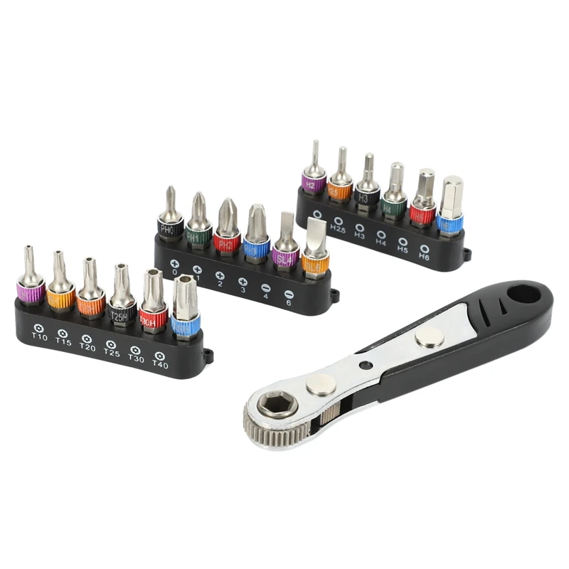 

19Pc 1/4 Ratchet Wrench Screwdriver Set Small Fly Screwdriver Combination Manual Wrench Set