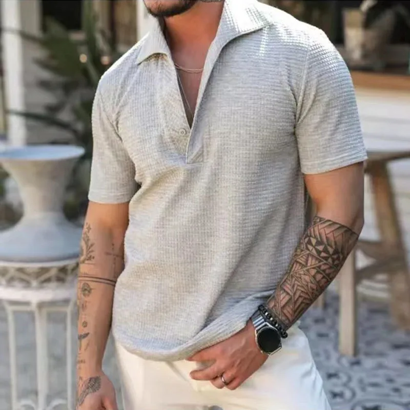 

Men's Summer Polo Shirt Top Casual Handsome T-shirt Top Cotton Noodle Breathable Comfortable Short Sleeve Pullover Male Clothing