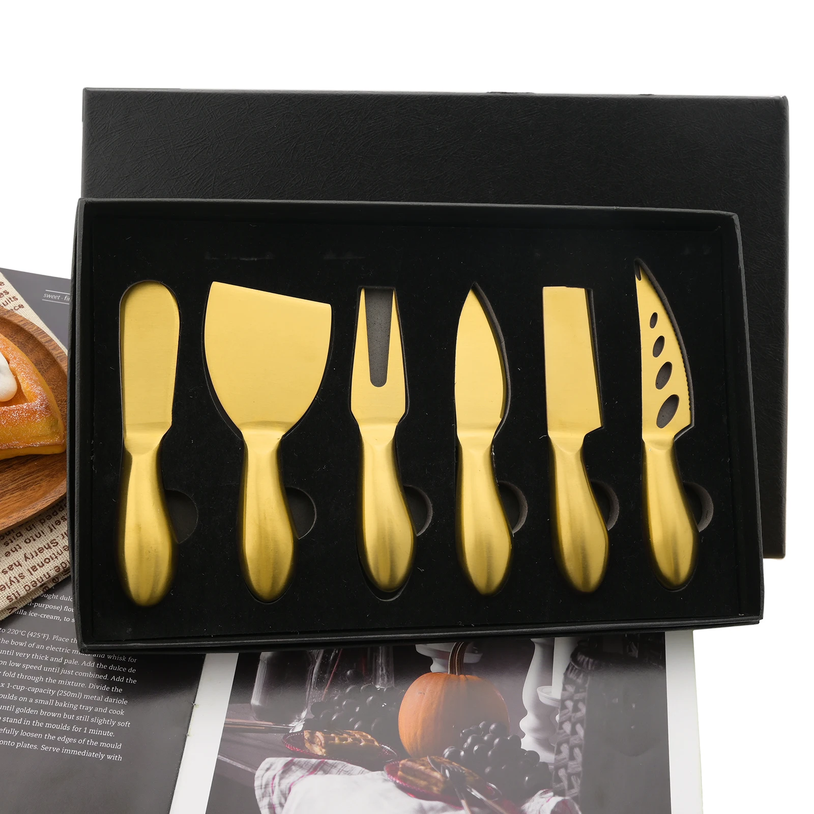 

Drmfiy Retro Style Baking Tools 1Pcs Gold Cheese Knife Multi Functional Purpose Stainless Steel Cheese Cutlery Kitchen Gadgets