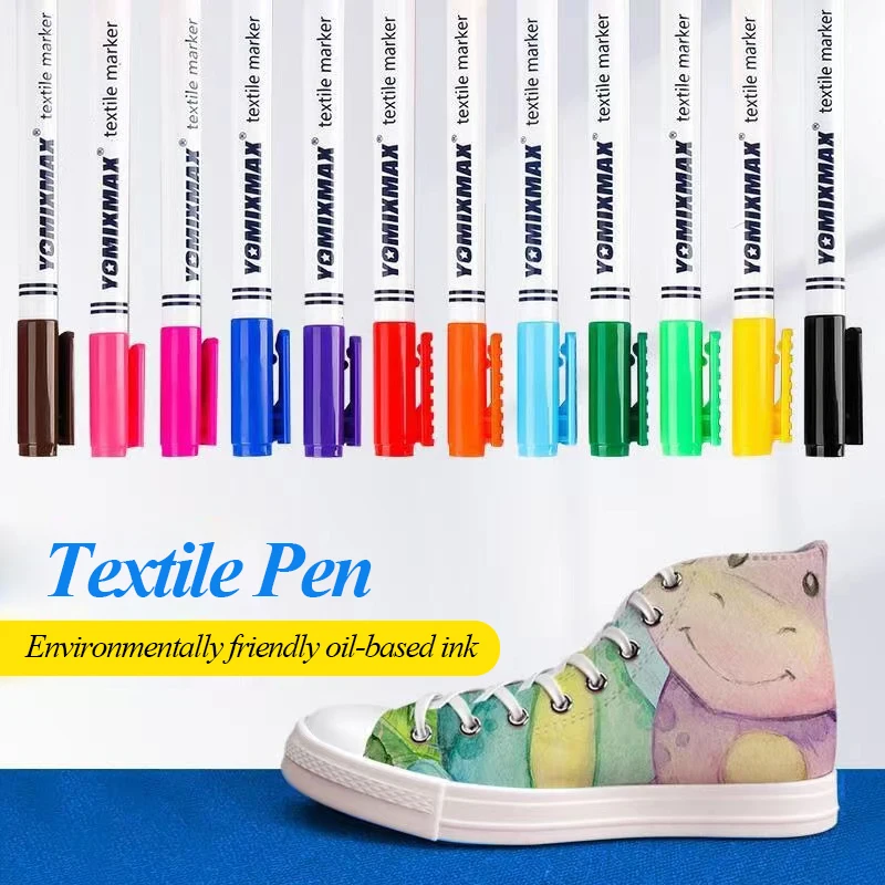

Fabric Paint Marker Pen 12 Colors Art Markers for Clothes Canvas T-shirt Shoes Pens Paint Markers School Student Stationery