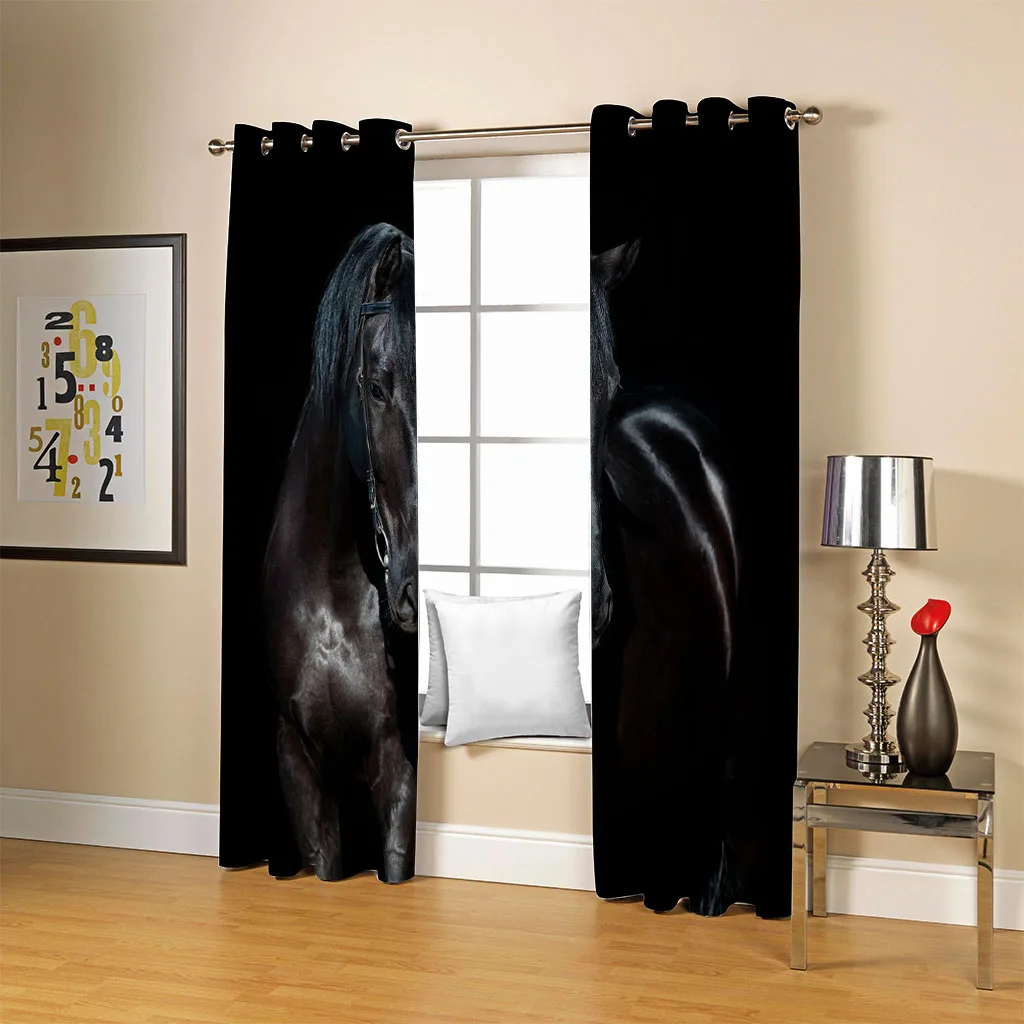 Затемняющие шторы HUANZHUANG для окон черные с животными недорогие большого размера
