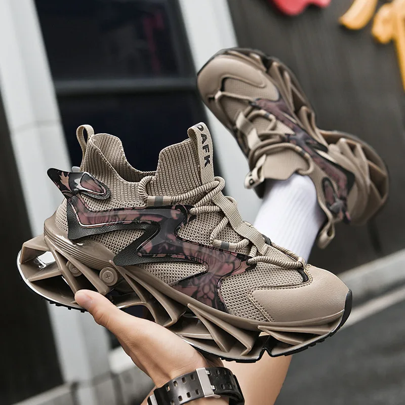 Мужские модные цветные кроссовки в китайском стиле со шнуровкой и лезвиями