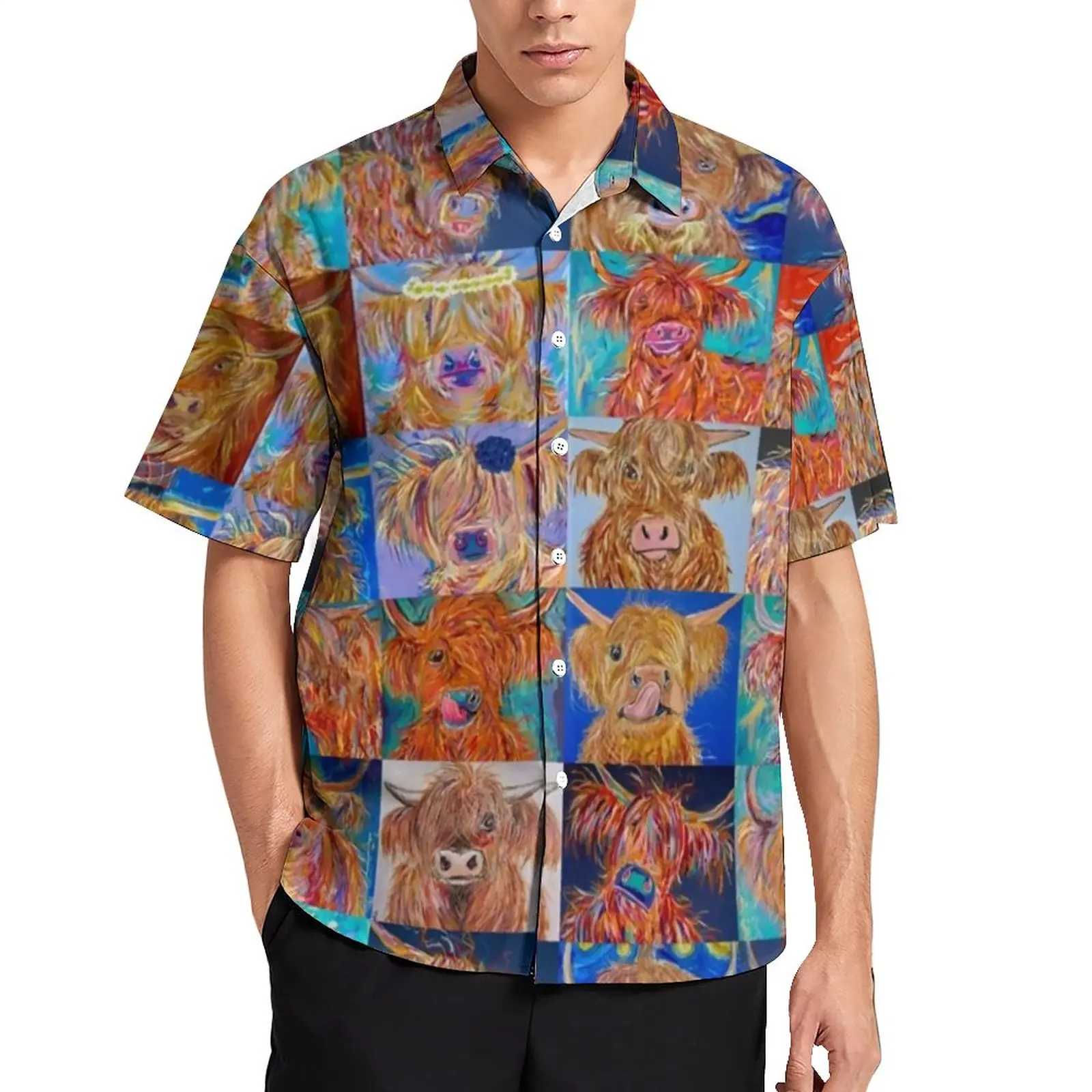 

Забавная пляжная рубашка из коровьей кожи, мужские повседневные Гавайские рубашки с коротким рукавом и графическим принтом, винтажные блузки большого размера в подарок