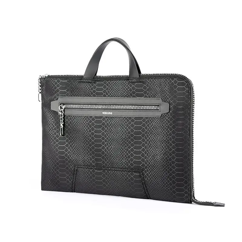 

Men Women Thin Briefcase 15.4 Inch Laptop Bag for Macbook 15 Inch Sleeve Business Tote Waterproof Handbag Black Snakeskin 2023
