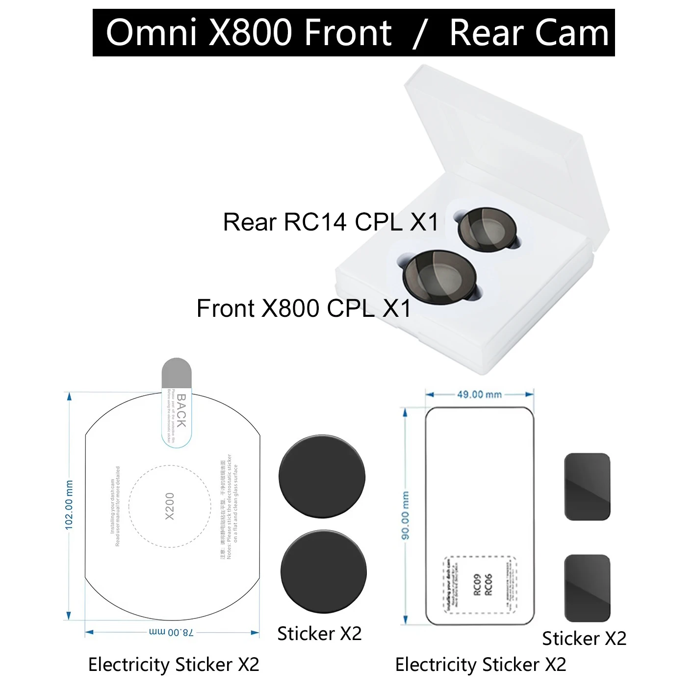 

Фильтр CPL для видеорегистратора 70mai 4K Omni X800, уменьшает отражение бликов, повышает контраст для фильтра CPL заднего камеры 70mai