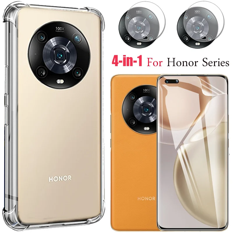Прозрачный чехол на Honor 50 для Magic4 Pro Honor50pro X8 телефон+Гидрогелевая пленка+мягкая