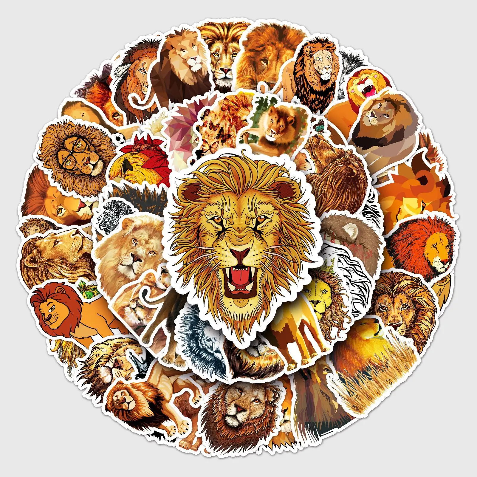 

50Pcs Cool Lion Stickers Cartoon Animal Decals DIY Phone Laptop Luggage Car Cup Journal Notebook Stationery Sticker Kids Toy B2