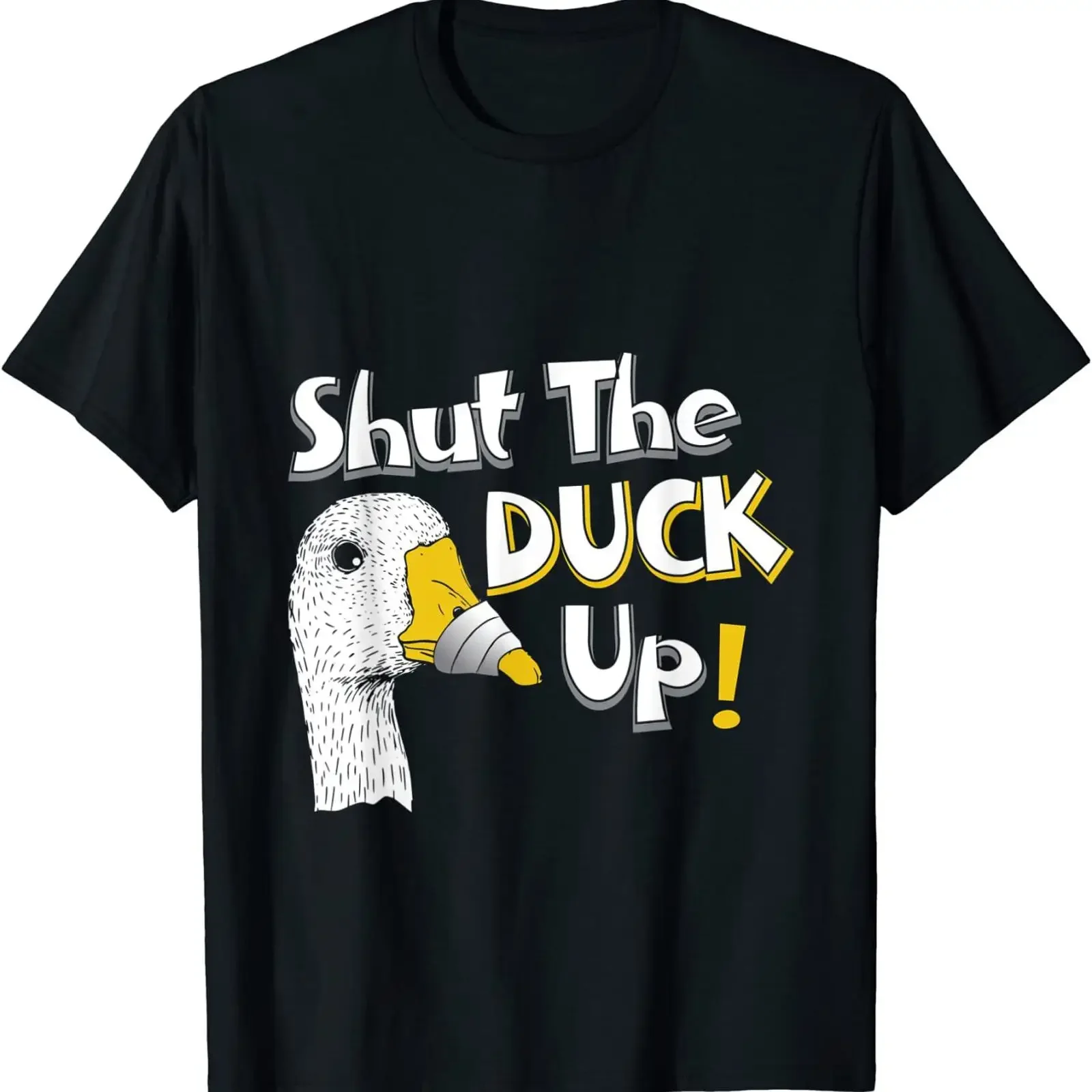 Фото Винтажный повседневный топ Shut The Duck Up с эффектом потертости для ежедневной носки, дизайнерская одежда, слегка эластичный, мягкий, стильный, дышащий №1