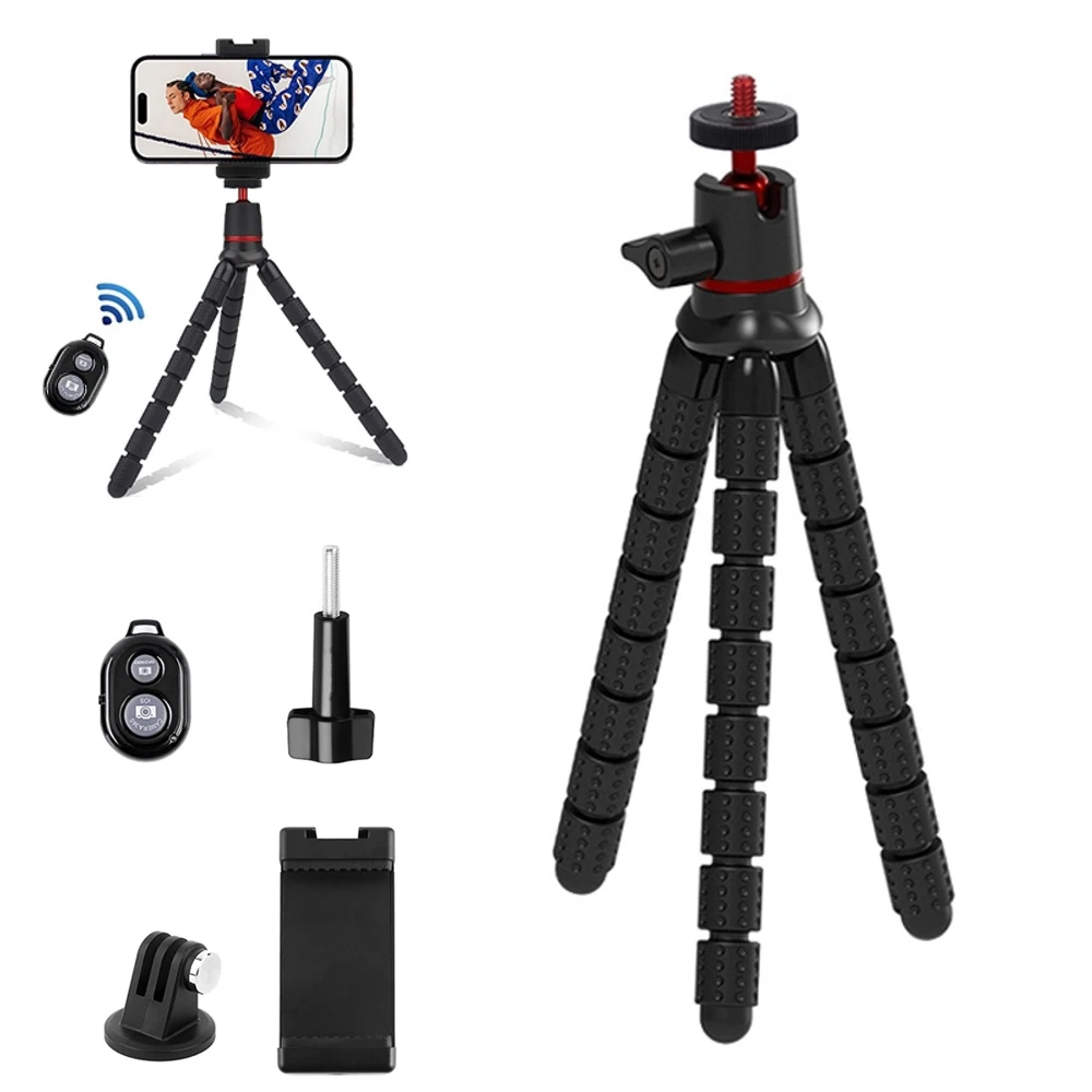 

1 Set Mini Octopus Flexible Tripod Holder with Remote Control for SLR Cameras/Cellphone/DJI/Insta360 Action Camera Accessories