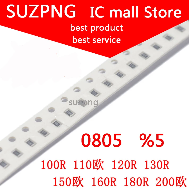 

100 шт., резистор 0805 SMD 5% R 110R 120R 130R 150R 160R 180R 200R