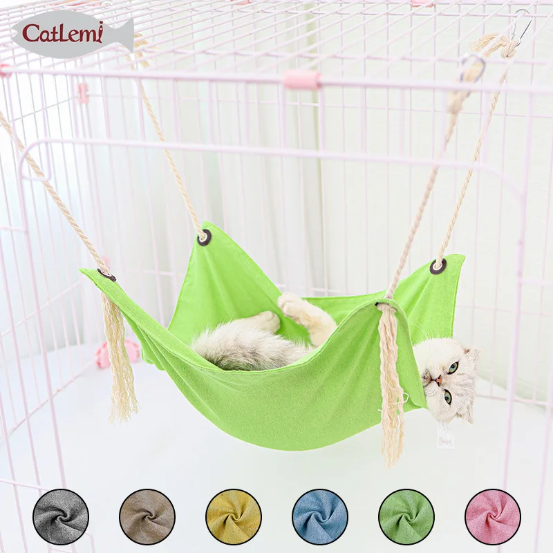 

Manufacturers New Products Summer Pet Breathable Cotton and Linen Hammock Cage Swing Cat Litter Cat Hanging Mat Cat Litter