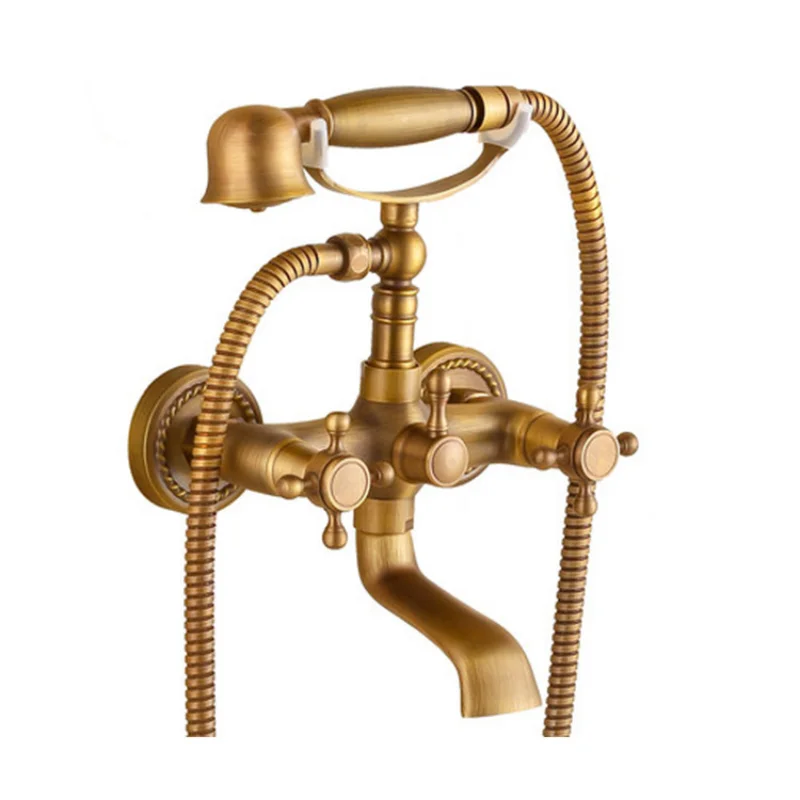 

Настенный ручной смеситель для ванной комнаты, античная латунная насадка для душа, Набор смесителей для душа в стиле ретро