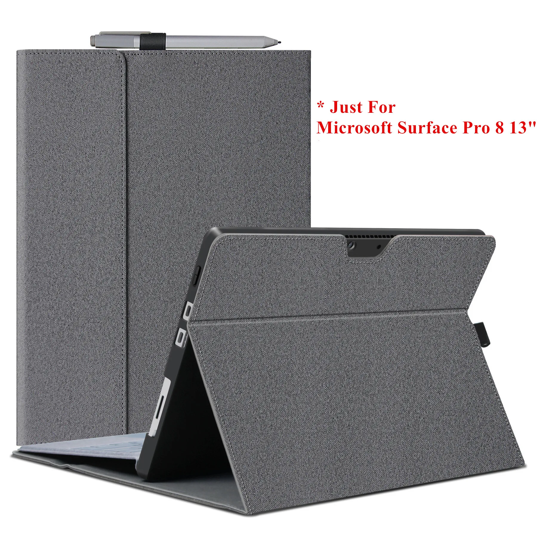 

Megoo Surface Pro 8 Case for with Stylus Holder Multiple Angle Viewing FolioCase Cover for Microsoft Surface Pro 8 13inch