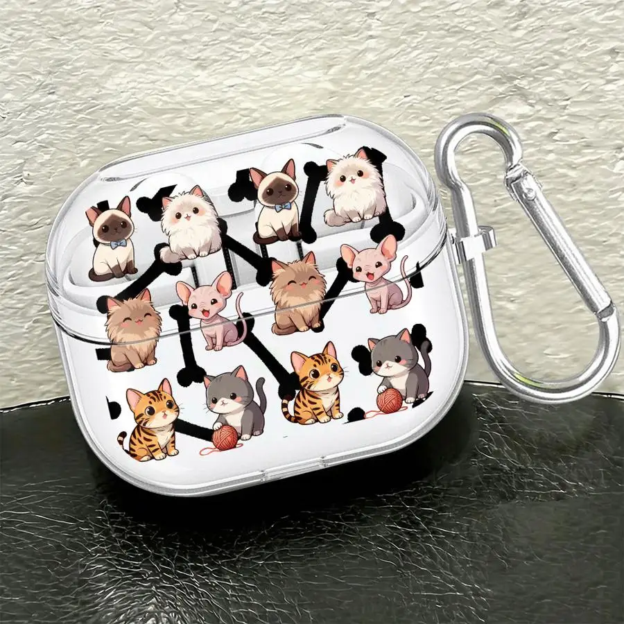 Чехол для наушников Cute Cat Squad Art Case для Samsung Galaxy Buds 4 Pro 3Pro 2Pro 2 Live 4Pro 3 FE, прозрачный чехол для наушников с крючком (art.: 3920dabebcfe7) - 3920dabebcfe7