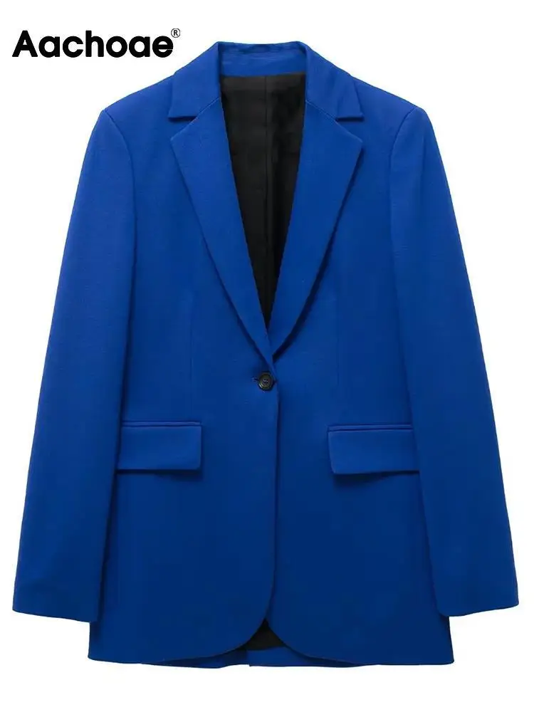 

Aachoae Women Elegant Single Breasted Blazer Suits Vintage Notched Collar Long Sleeve Jacket Coats Ladies Fashion Solid Coat